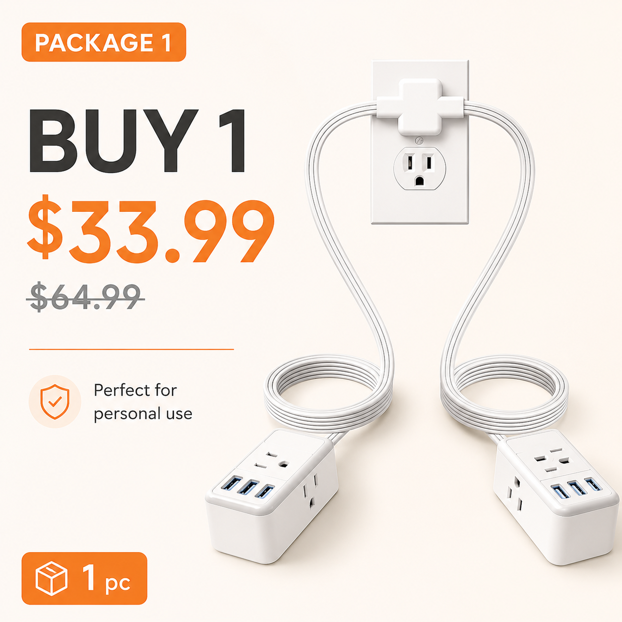 Twin Extension Cord Splitter